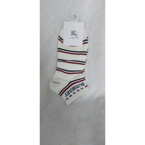 Burberry Striped Ankle Socks in White and Red Women size 7-9